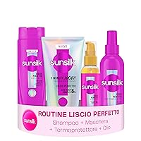Sunsilk Kit Liscio Perfetto Shampoo 250ml, Maschera 1 Minute WOW 180ml