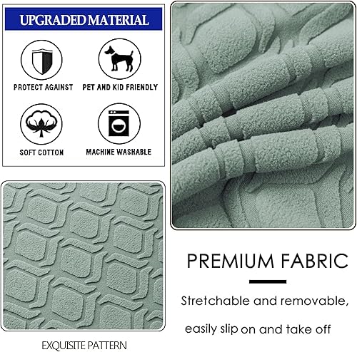 Miniatura 7 de Fundas para sillas de cocina, fundas para sillas de comedor, extraíbles y lavables, de jacquard Parsons (verde frijol, juego de 6)