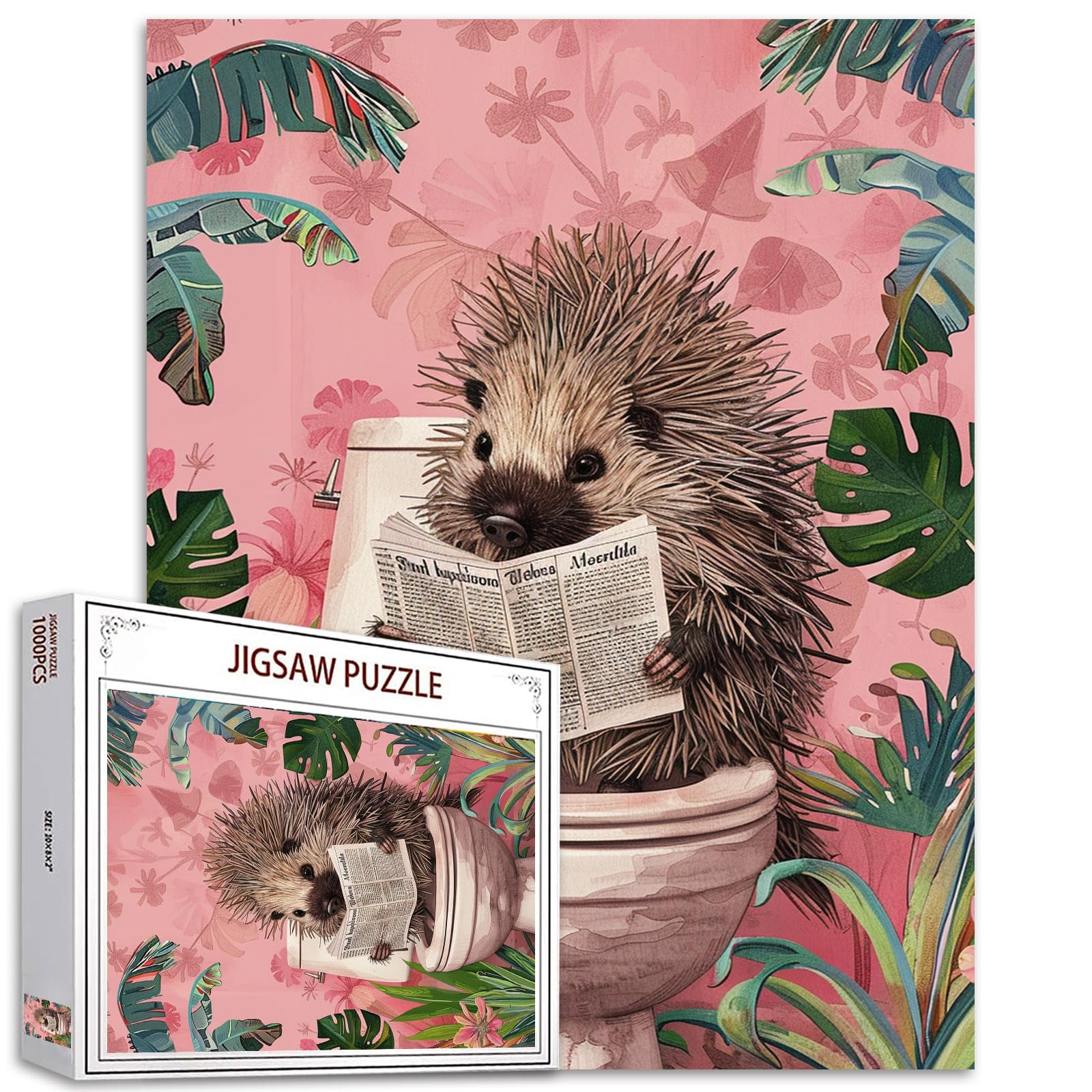 Tucocoo Cute Hedgehog Puzzle, 1000 Pieces, Fun Animals for Bathroom, Challenging Family Activity — image 1