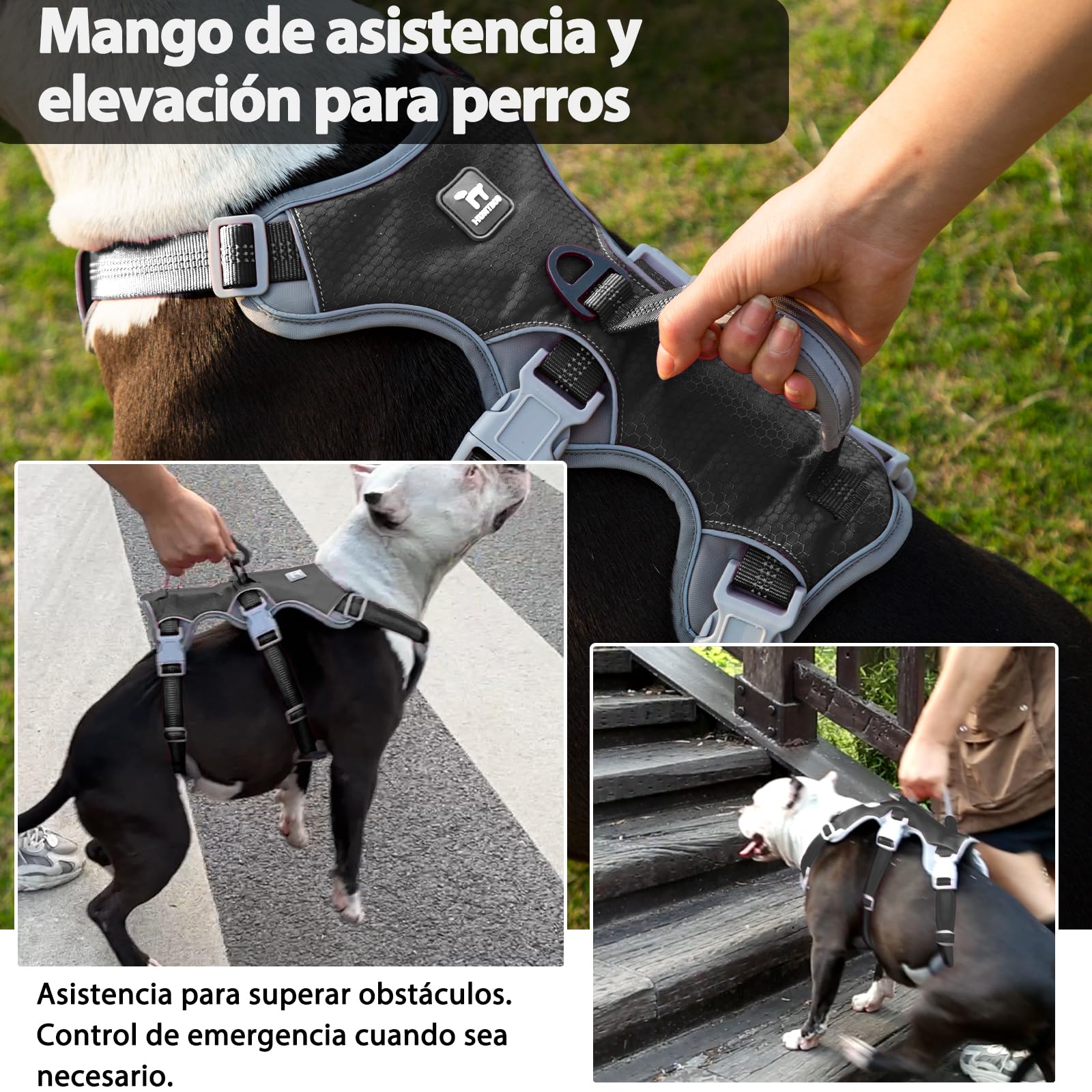 Huntboo Arnés para Perros a Prueba de Escape, arnés para Artistas de Escape, arnés Reflectante con asa Acolchada, Chaleco Ajustable para Perros medianos Que Caminan, entrenan y corren (Negro, M)