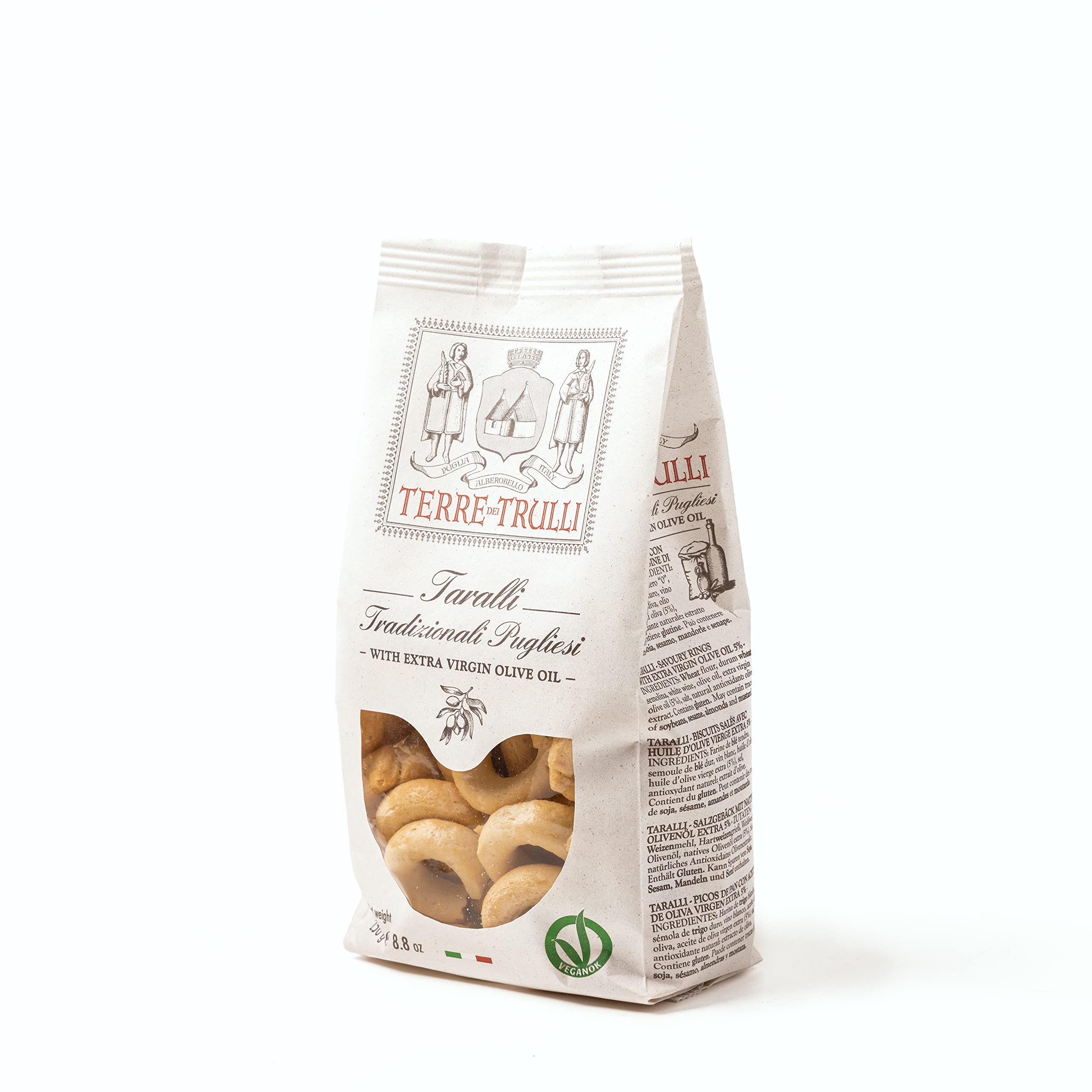 Terre des Trulli Taralli des Pouilles à l'Huile d'Olive Extra Vierge - 3 Paquets de 250g