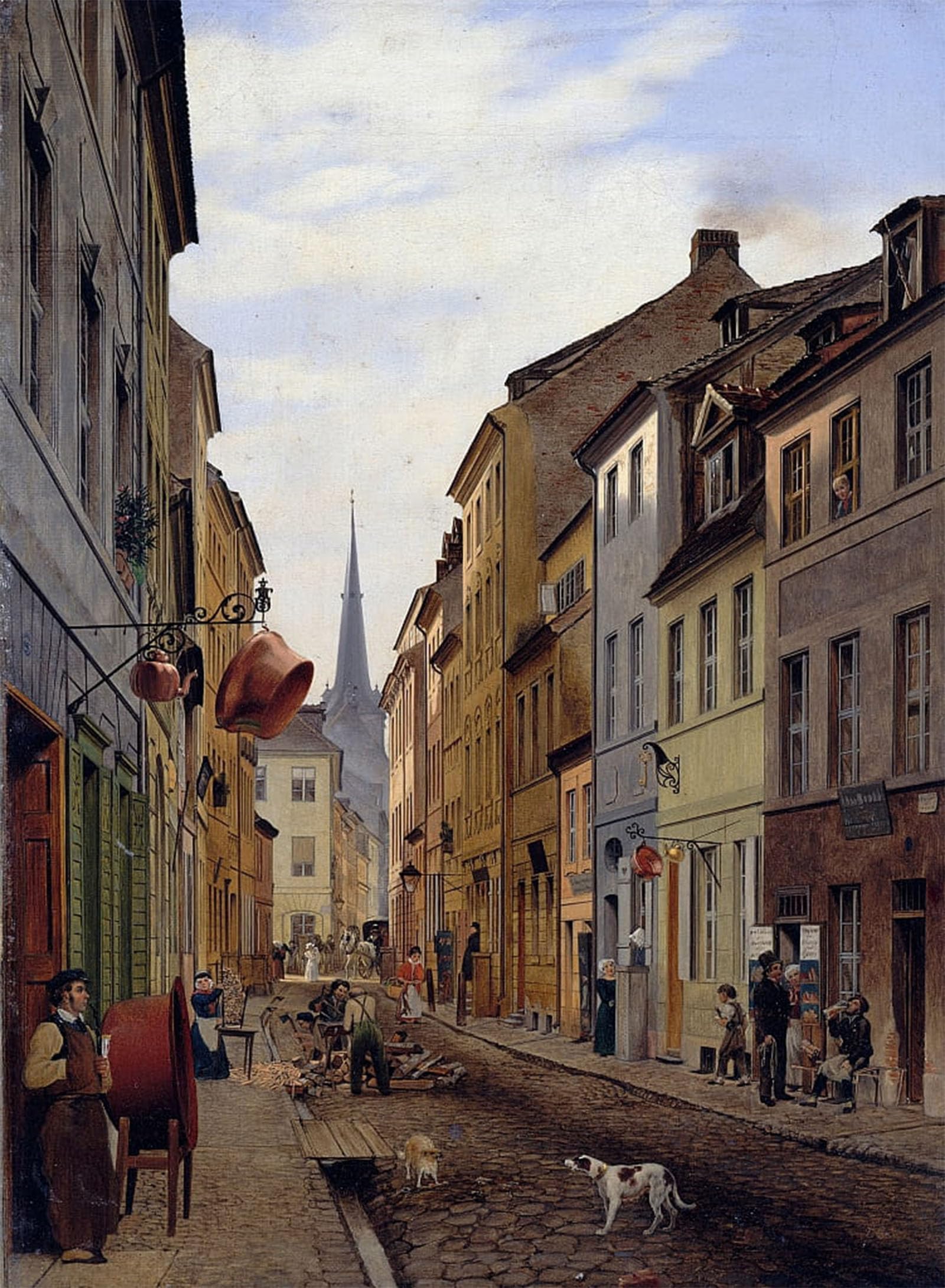 Posteriik No Frame Famous Modern Artwork Art Mural The Parochial Street By Johann Eduard Gaertner Oil Paintings Pictures For Home Decor 60X90cm