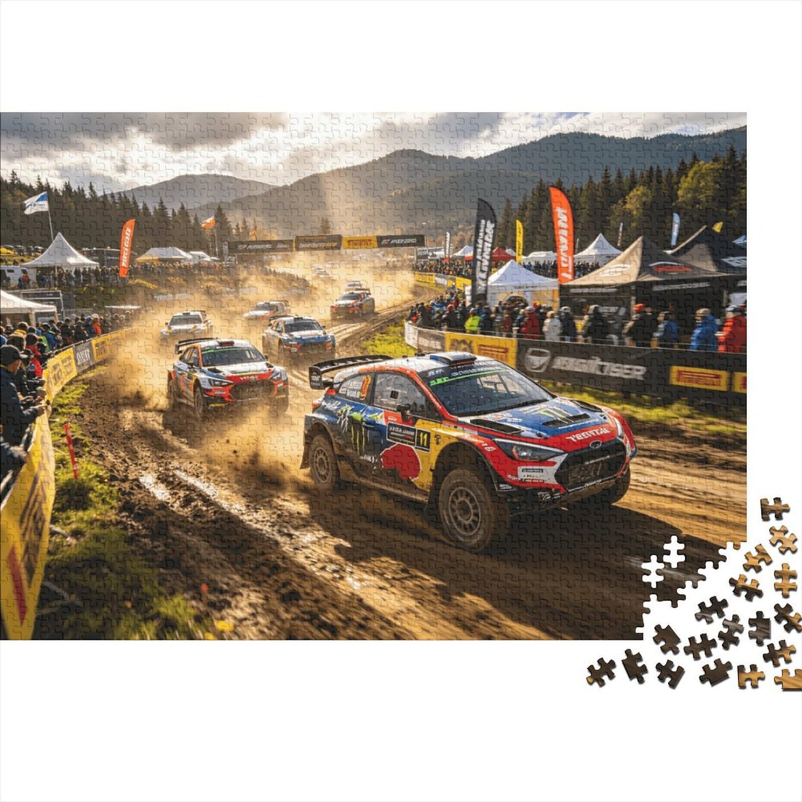 Off-Road Rally Race Adult Jigsaws 1000Pc Recyclable Material Racing Car Jigsaw Puzzles Family Gaming Time Props Perfect for Family And Friends Birthdays 38x26cm/1000pcs