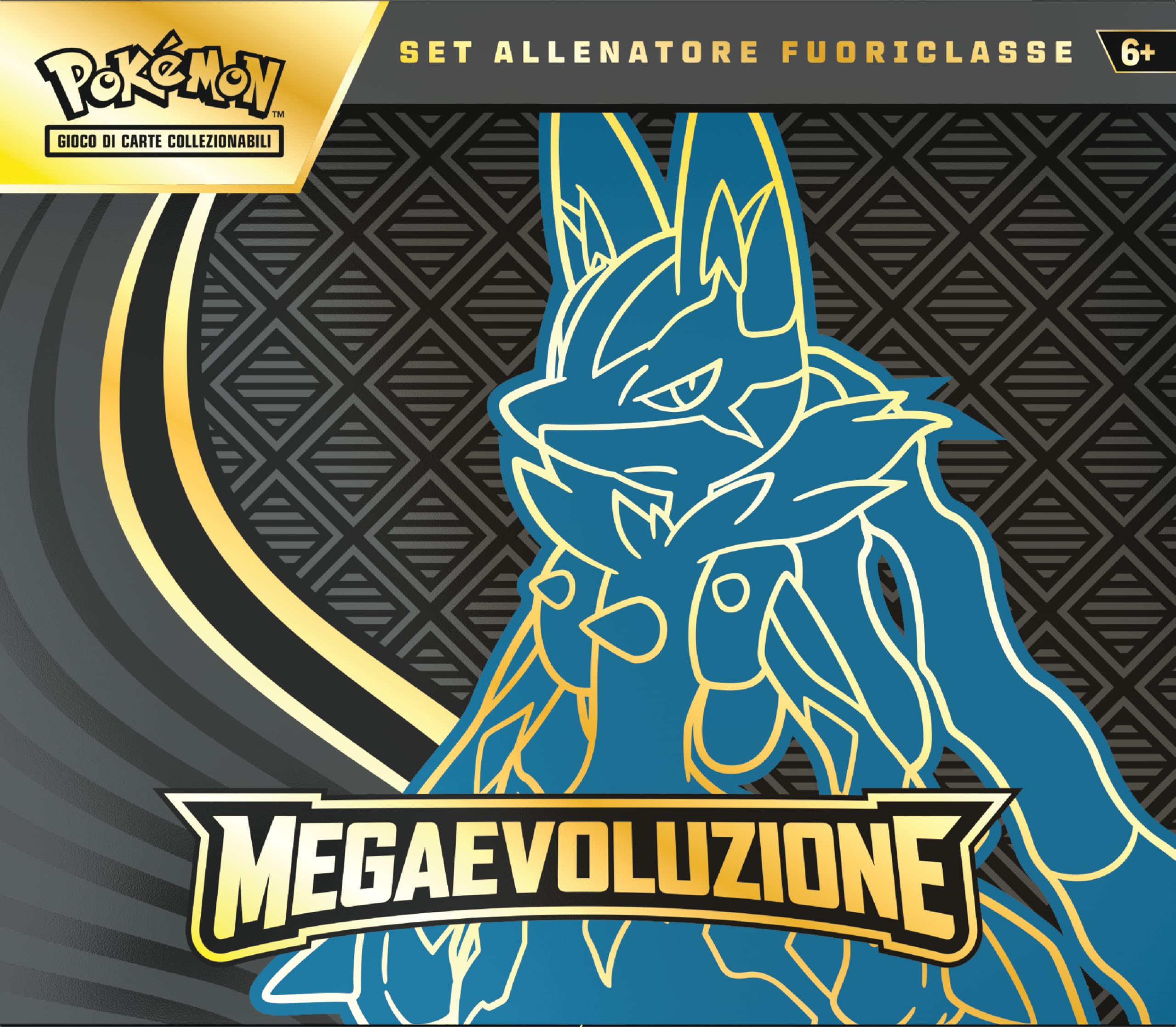 Pokémon: set Allenatore Fuoriclasse (Lucario) dell’espansione Megaevoluzione del GCC Pokémon (una carta promozionale a figura intera, nove buste di espansione e accessori premium)