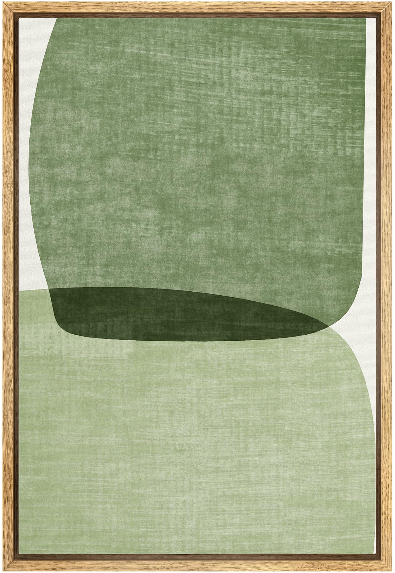 IDEA4WALLFramed Canvas Print Wall Art Sage Green Mid-Century Modern Watercolor Blot Abstract Shapes Illustrations Modern Art Decorative Minimalist Relax/Cozy Multicolor for Bedroom - 16"x24" Natural