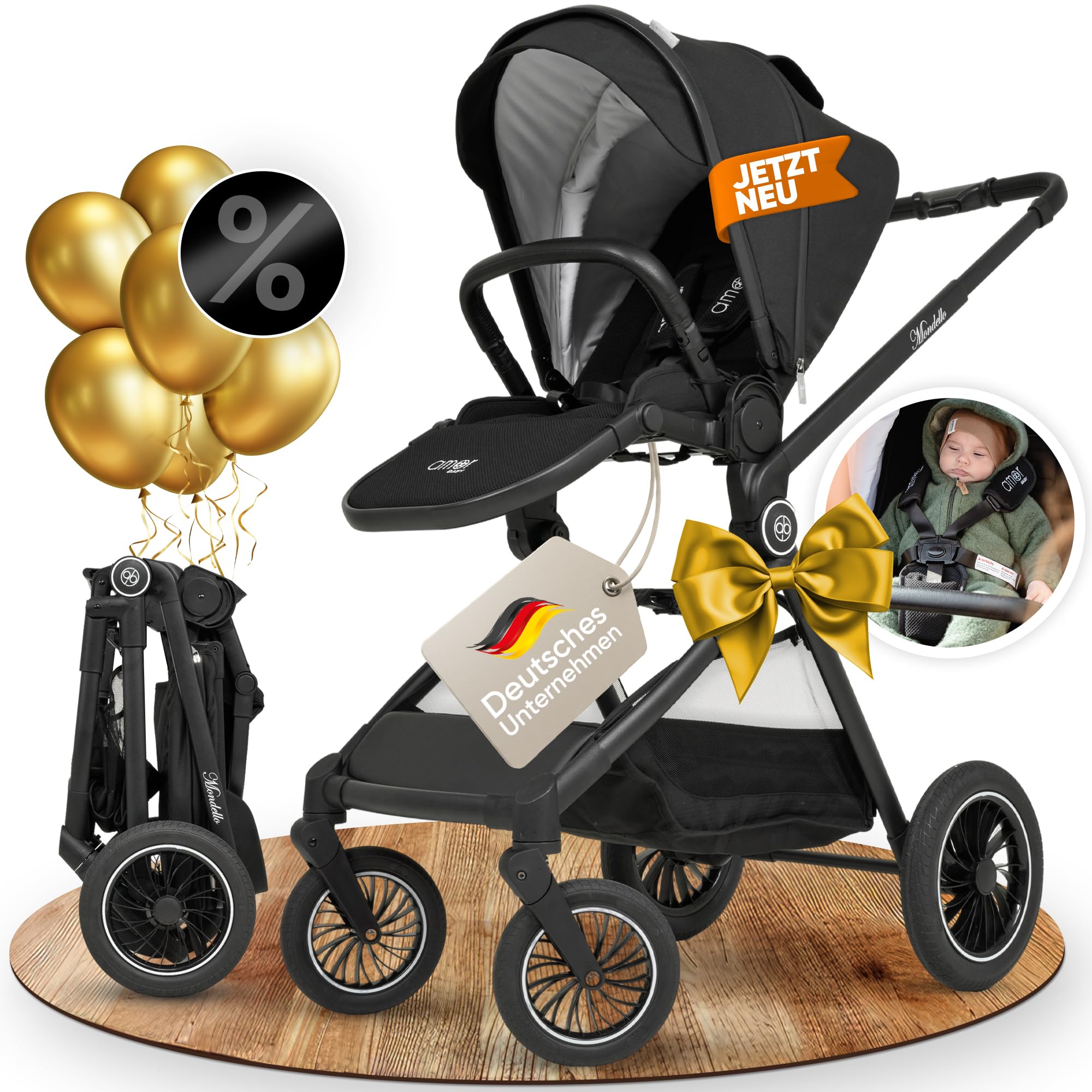 AMOR BABY Buggy Leichter Kinderwagen bis ca. 2 Jahre Schnell Faltbar Kompakt für Reise & Alltag
