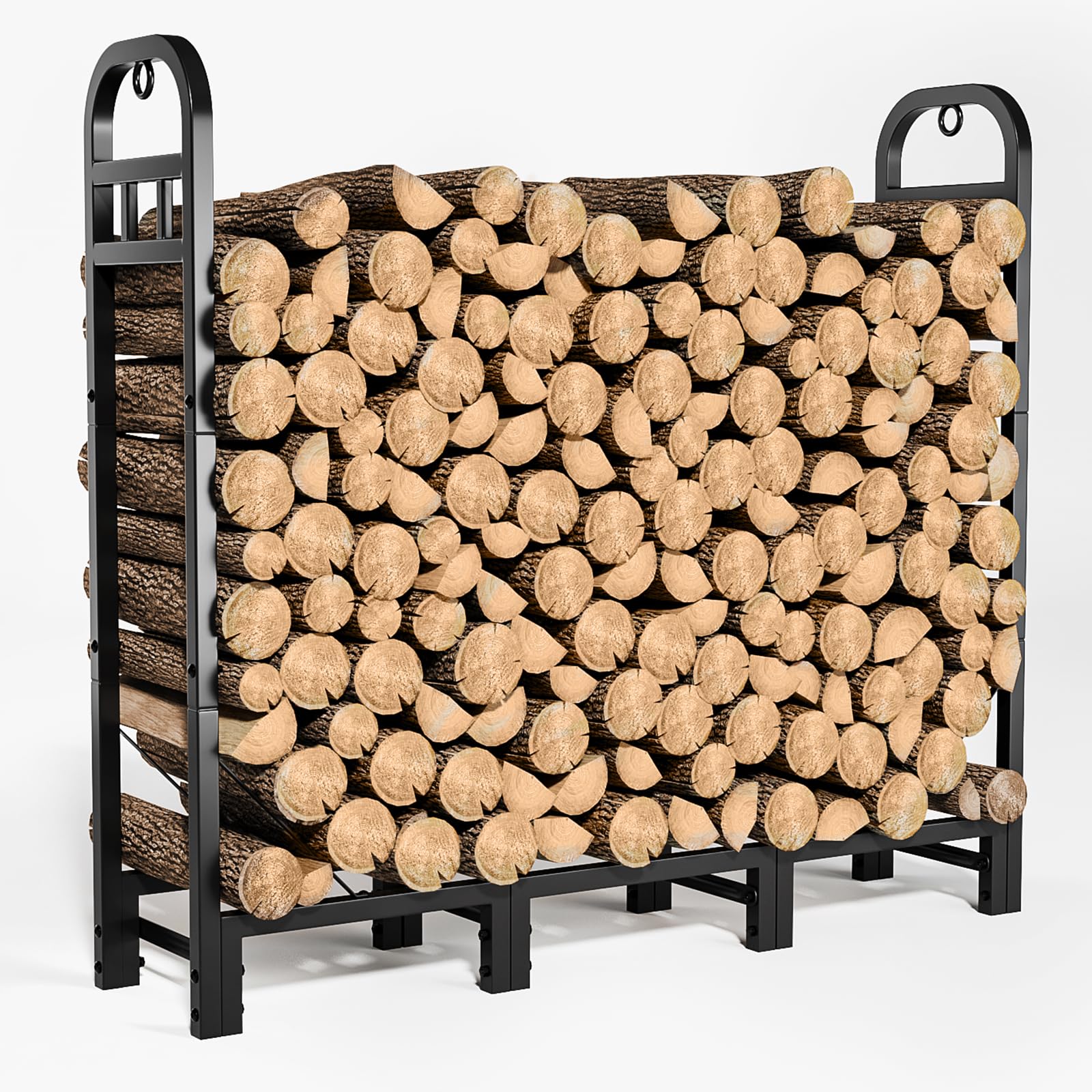 4ft Firewood Rack Outdoor, Heavy Duty Steel Log Rack, Adjustable Firewood Stacker Stand, Log Holder for Fireplace, Wood Storage Rack for Courtyard, Patio, 48''(L) x 12''(W) x 47''(H)