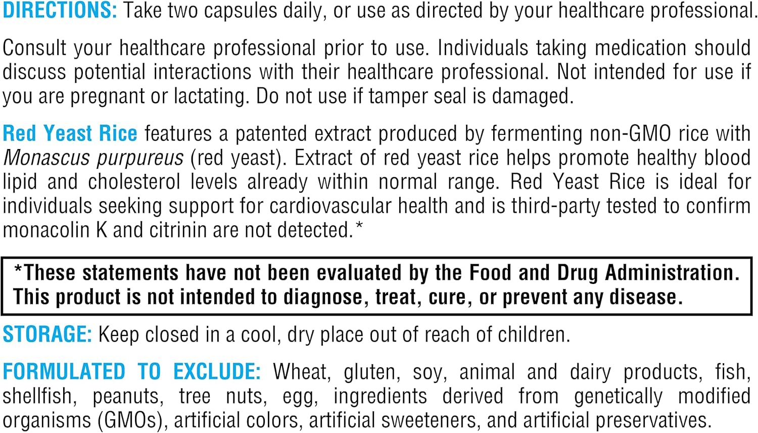 XYMOGEN Red Yeast Rice - Non-GMO Red Yeast Rice Supplement to Help Maintain Already Healthy Blood Lipid + Cholesterol Levels - Cardiovascular Support - Tested Citrinin-Free (60 Capsules) - Image 7