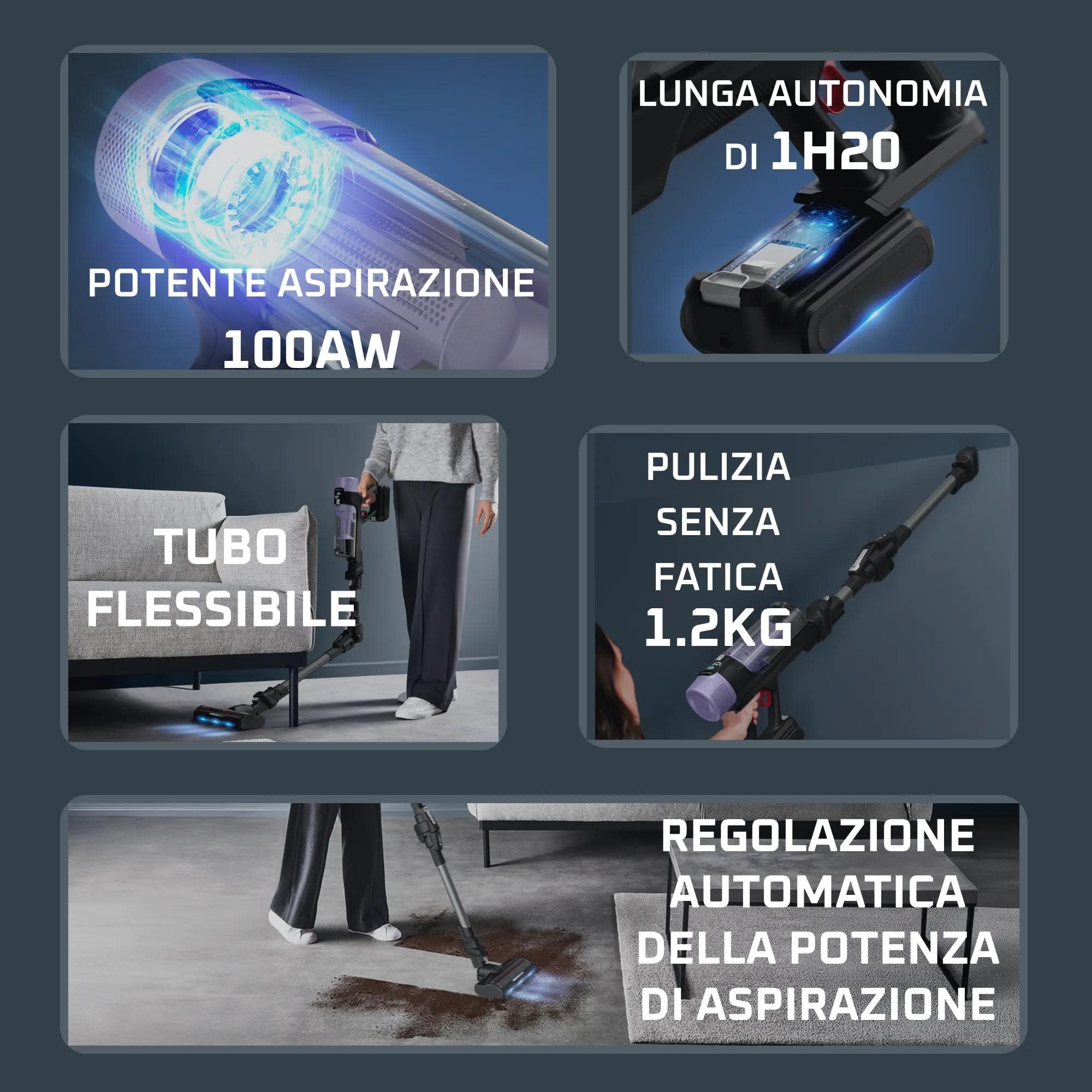 Rowenta X-FORCE FLEX 9.80, Aspirapolvere Senza Filo, Aspirapolvere, 100 AW, Modello Allergy, RH7L35