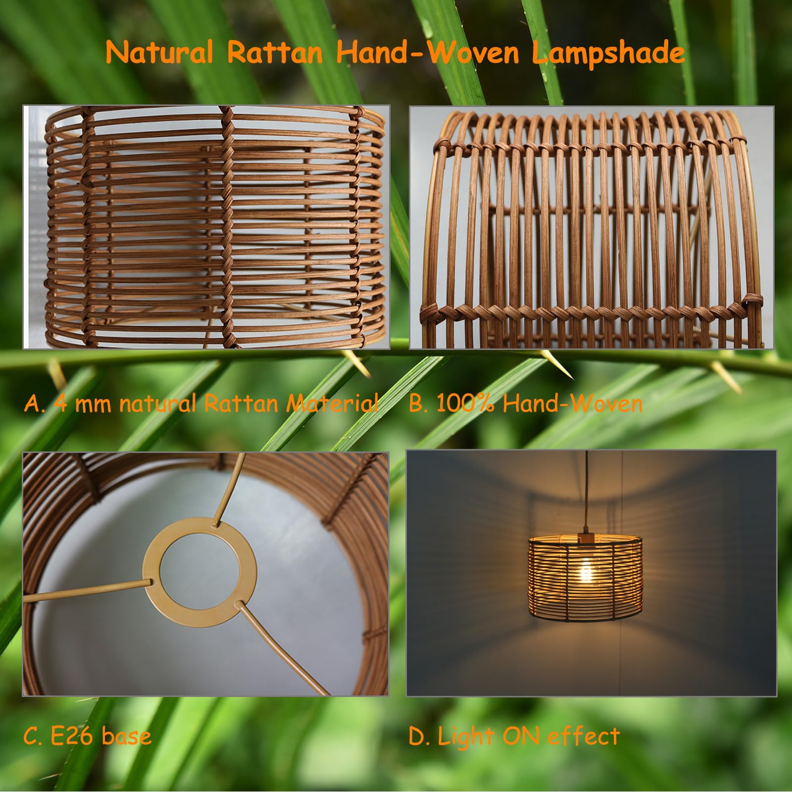 abat jour rotin rattan Lampenschirm-1Pack abat jour lampe sur pied