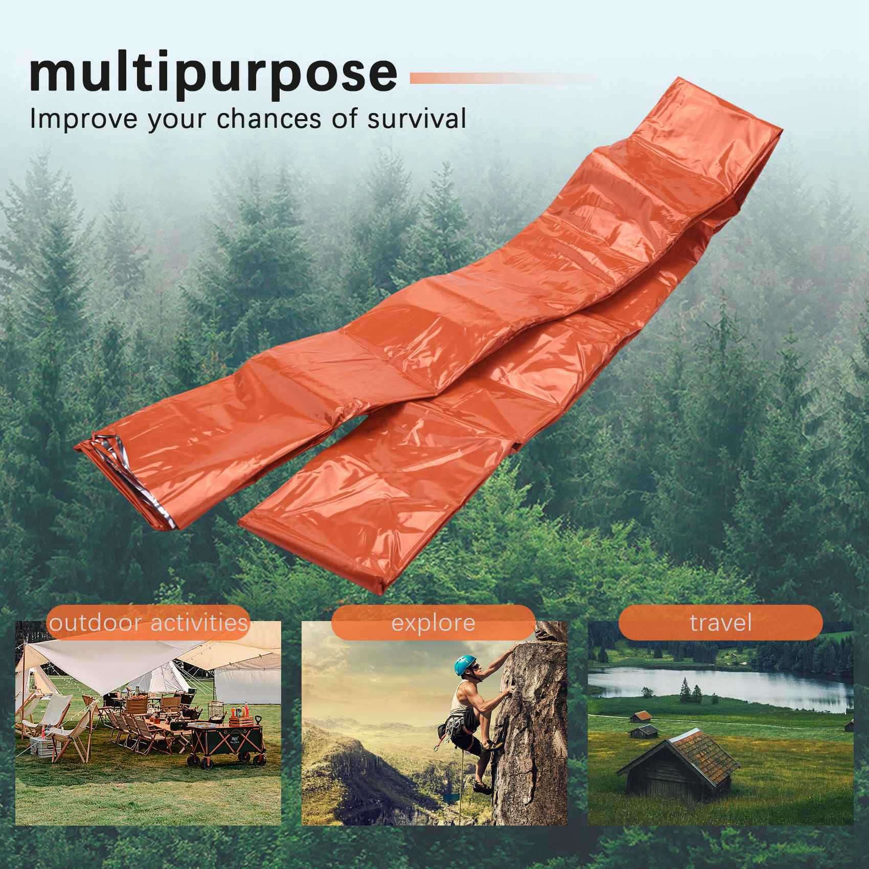 Manta de Supervivencia Térmica Impermeable de de Dormir de 20 Paquetes para Senderismo Al Aire Libre