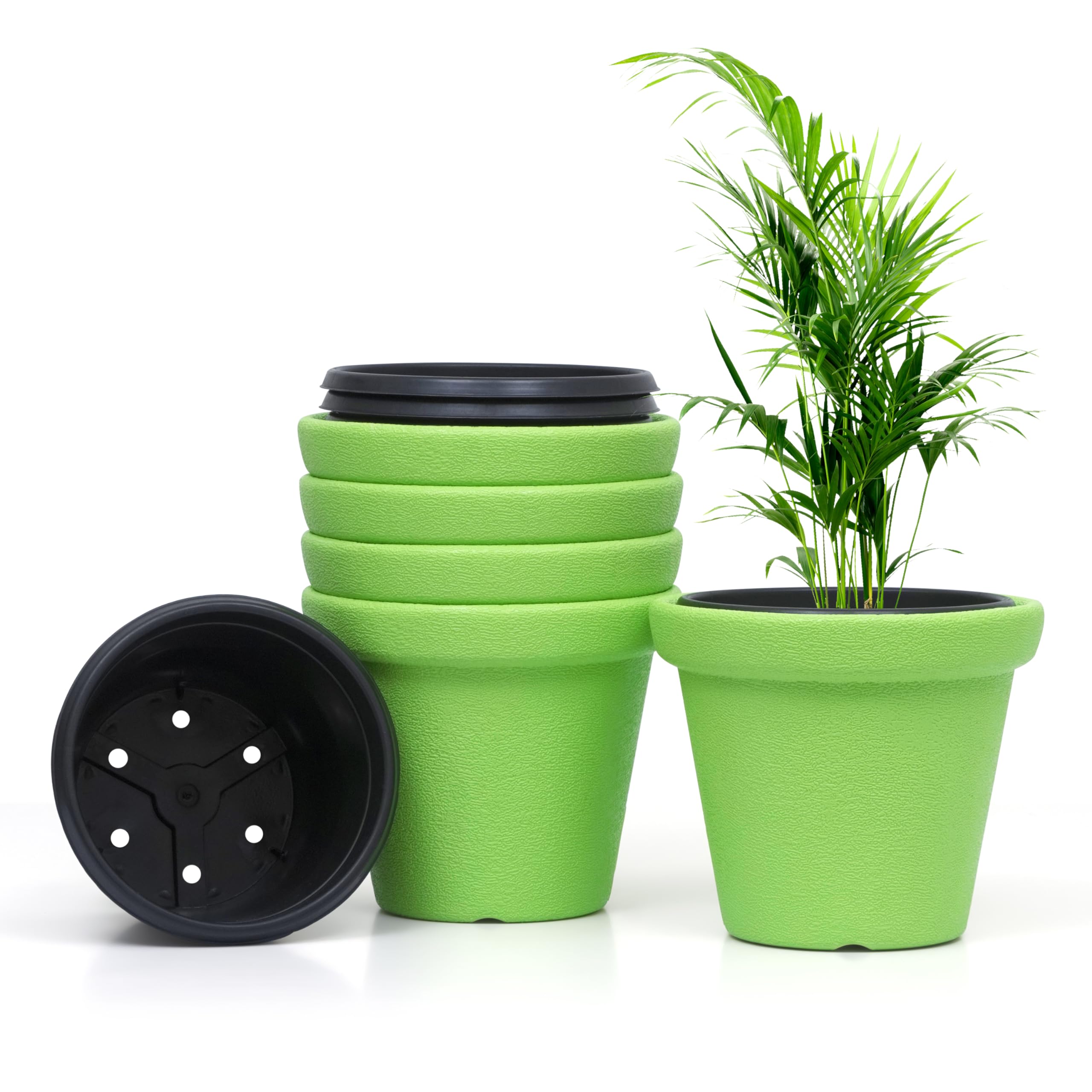 Livzing Crown 11 Inch Plant Pot-Pack of 5 (10 Pots) | Self Watering Indoor Pot |Green-Outer and Black-Inner Flower Pot | UnFadable - Low Maintenance Gamla | Suitable for Home Indoor and Balcony Plants (B0CPYKYMYH) Amazon Price History, Amazon Price Tracker