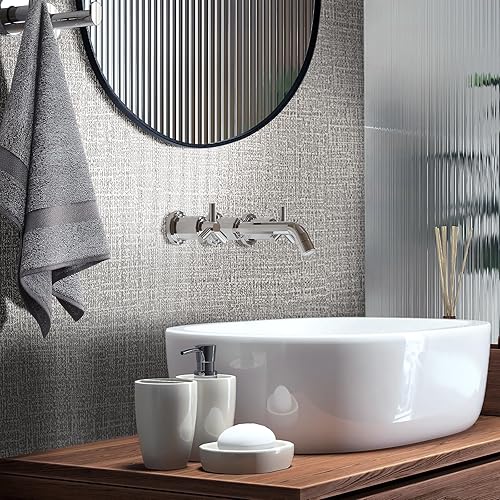 Miniatura 6 de WADILE - Papel tapiz autoadhesivo, papel adhesivo texturizado para armarios, papel de pared de lino sintético, para tirar y pegar, papel tapiz de