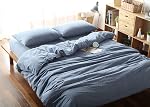 F.Y.Dreams 100% Washed Cotton Duvet Cover for Weighted Blanket 60 x 80 Inch with 8 Ties Zip on the Long Side, Grey/Just Duvet Cover