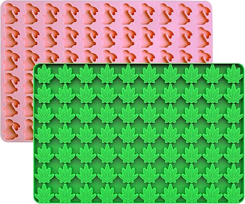 Tadonyny Moldes de silicona de conejito pequeño para chocolate de gomita de caramelo, moldes de silicona de hojas de Pascua, molde de silicona de