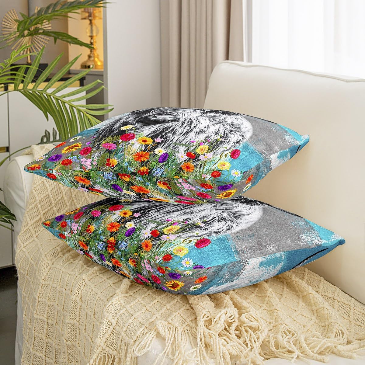 Federe Cuscino 40x40 Con Mucche Highlands - Set Da 2, Morbide E Reversibili, Arredo Camera Da Letto O Divano - 6