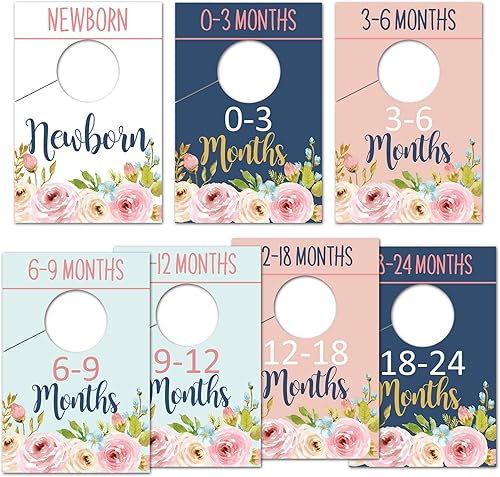 Divisores de tamaño de armario de bebé, organizador floral de armario de bebé para niñas, colgadores divisores de armario de guardería para