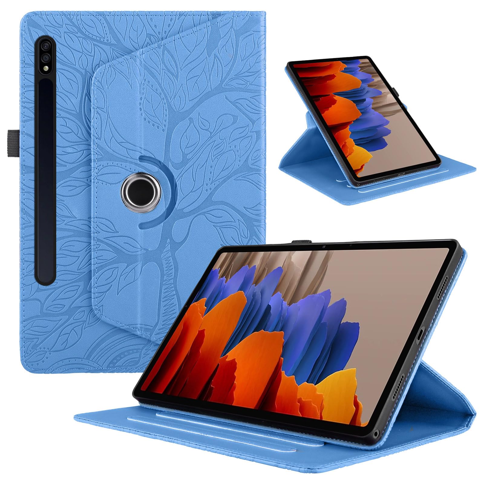 Funda para Samsung Galaxy Tab S9/ S8/ S7 11" (SM-X710/X700/T870) PU Cuero Tablets Protectora Cover 360°Carcasa Giratoria de ángulo Múltiple Stand Función Tablets Funda,Rojo Árboles — view 58