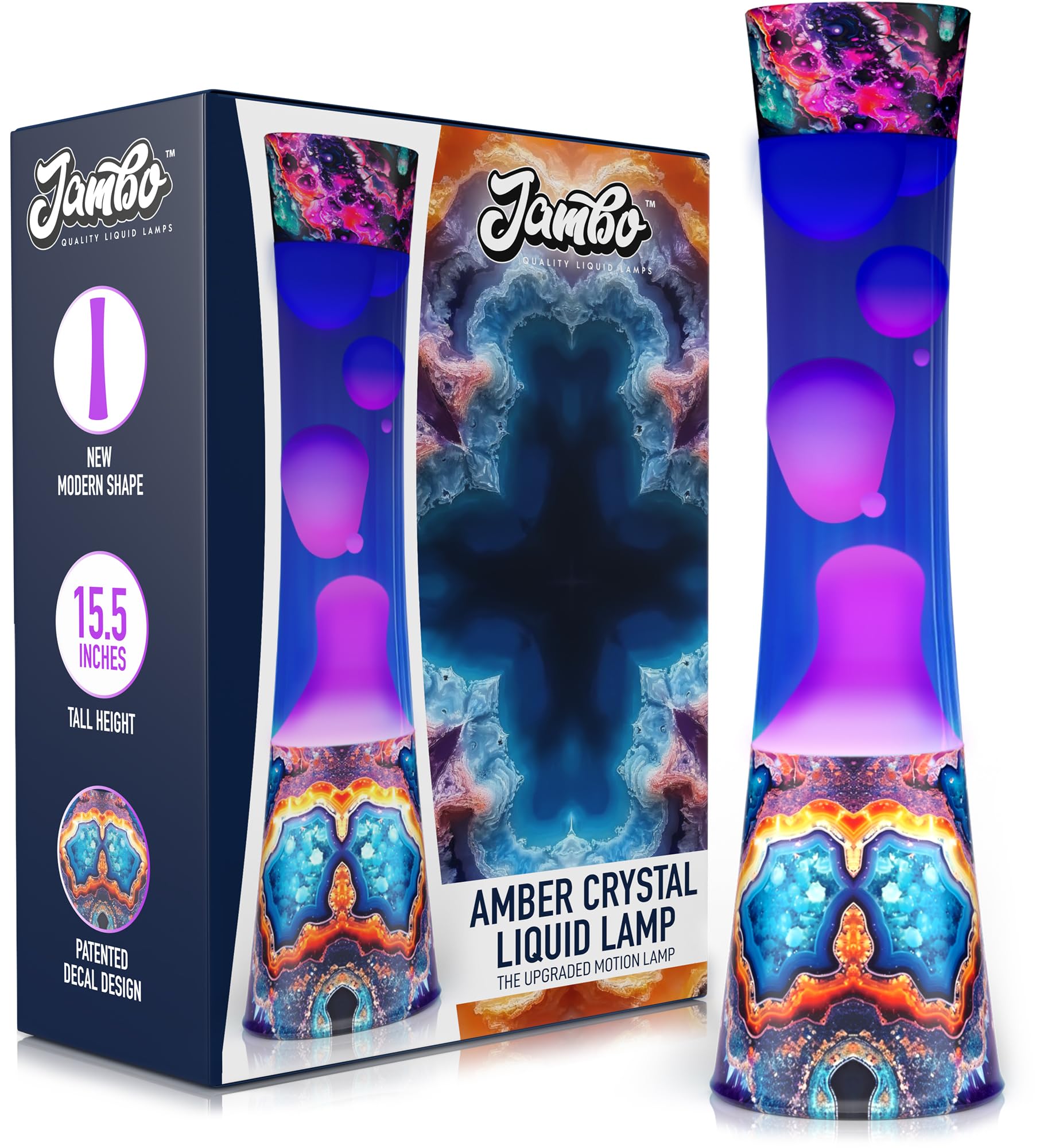 JAMBO 15.5" Amber Crystal Motion Light, Beautiful Home Decor Lamp, Living Room Bedroom Lamp, Relaxing Liquid Motion Lamp, Night Light Nightlight for