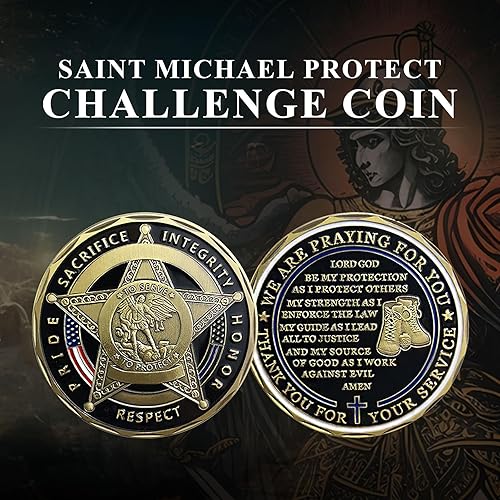 Miniatura 5 de BHealthLife Moneda de desafío de la policía de EE. UU. a granel Saint Michael Protect Policía Policía Monedas de oración