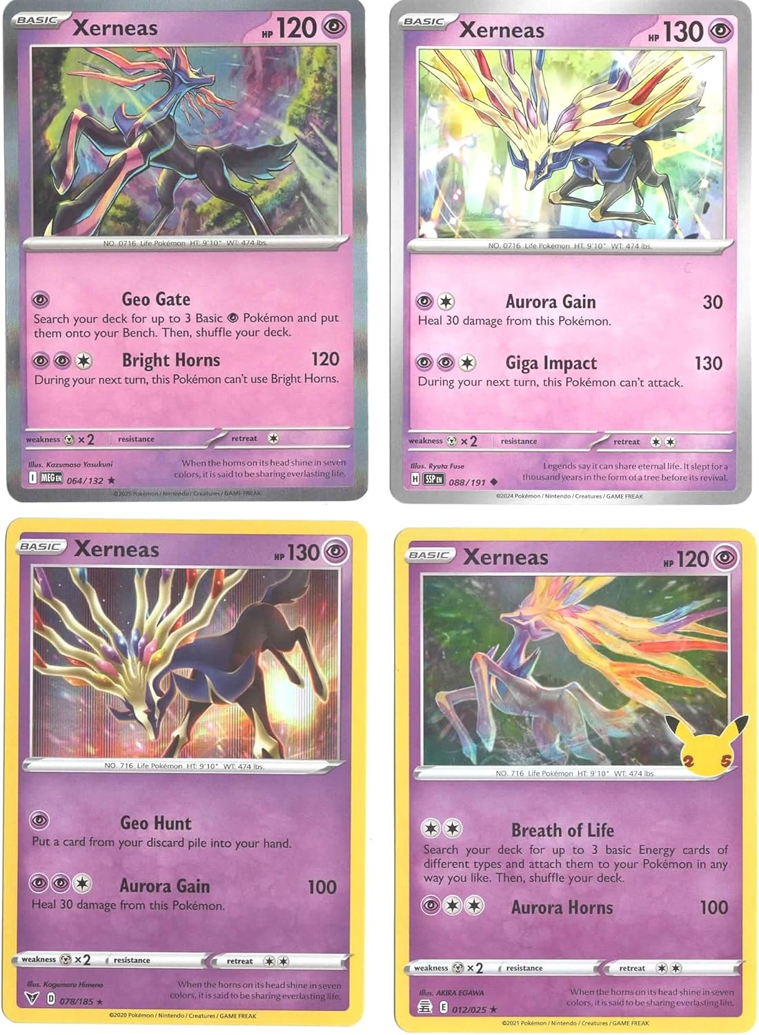 Xerneas - Legendary Pokemon 4 Card Lot - Vivid Voltage Mega Evolution - 064/132