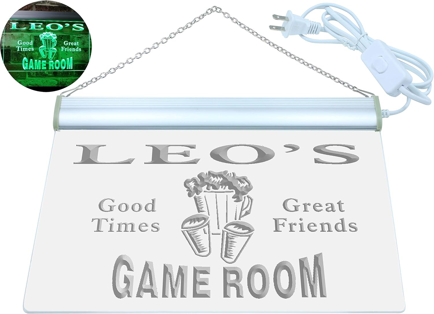ADVPRO Leo's Bar Game Room Custom Personalized Name Neon Sign Green 12x8.5 inches st4s32-x0168-tm-g