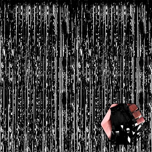 Paquete de 3 cortinas de flecos de papel de aluminio dorado champán, 3.28 pies x 8.2 pies, cortinas metálicas de oropel para cabina de fotos, día