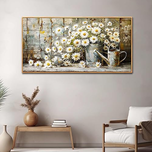 Miniatura 9 de PHAOHUAXM Lienzo grande para pared de sala de estar, impresión de obras de arte retro de flores blancas para comedor, dormitorio, baño, cocina,