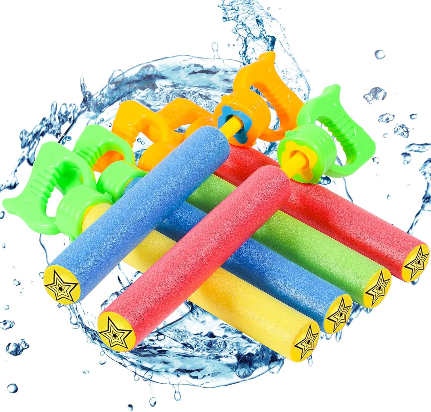 Lucky Doug 6 PCS Foam Water Guns Set for Kids, 13.2" Water Squirt Guns Blaster Pool Toys for Kids Shooter Swimming Pool Party Outdoor Beach Sand Fighting : Toys & Games