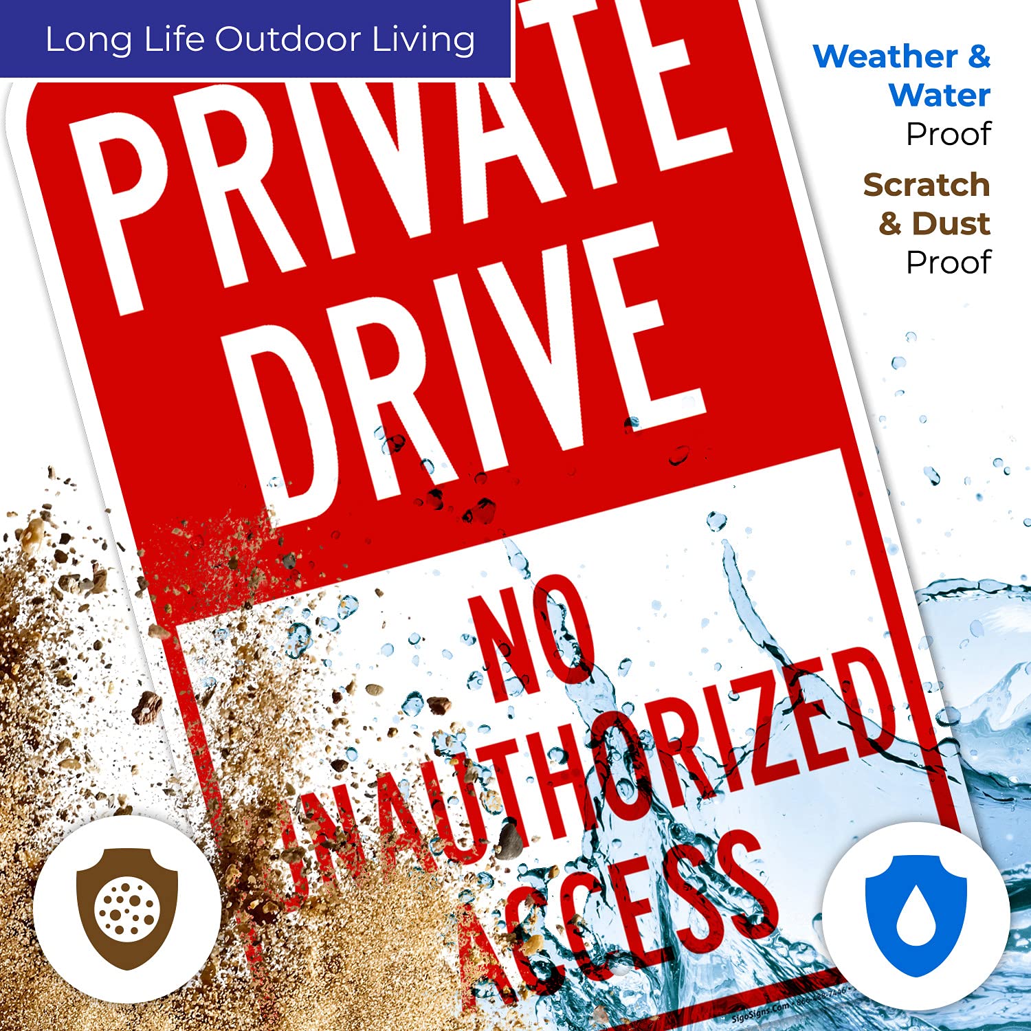 Private Drive No Unauthorized Access Sign, 12x18 Inches, Rust Free .063 Aluminum, Fade Resistant, Made in USA
