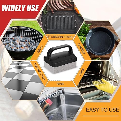 Miniatura 5 de Dunzy Paquete de 26 parrillas de limpieza de ladrillos con bloques de piedra pómez, limpiador de parrilla de limpieza de parrilla con mango para