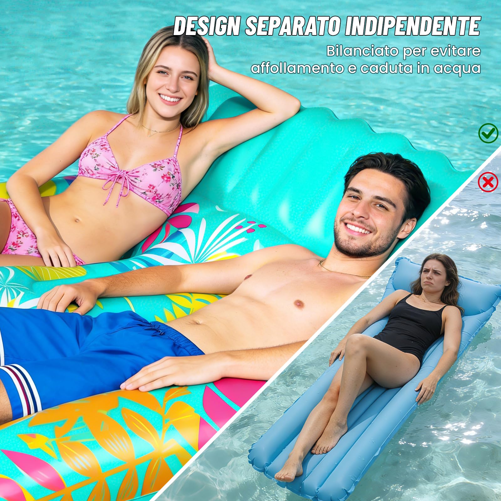 FORMIZON Materassino Gonfiabile Mare, Materassino Piscina 2 Posti, Tanning Pool Piscina Grande Abbronzante Gonfiabile con Ghiaccio Bar Borsa Termica Portabevande e Cuscino per Acqua Festa
