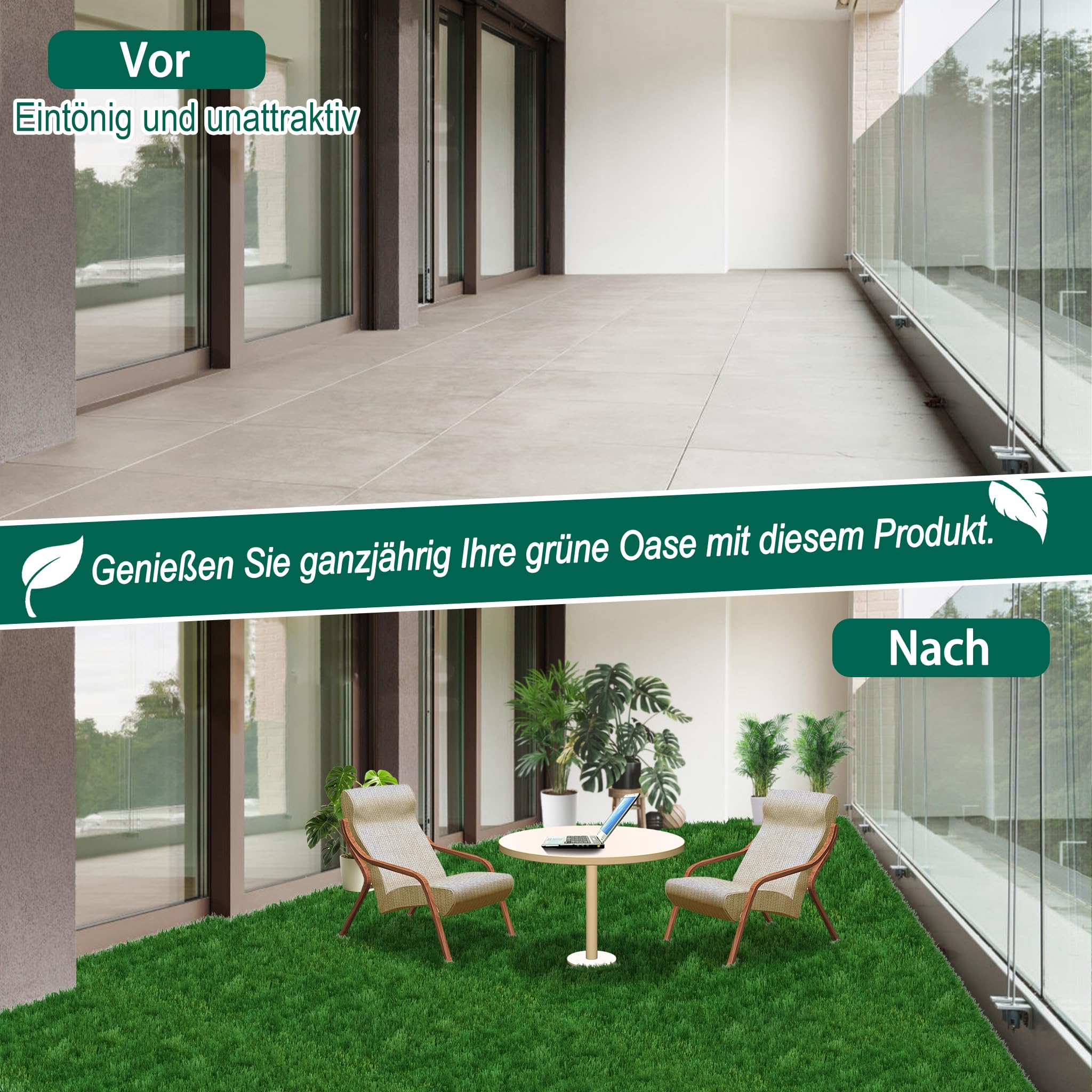 YRHome 11 tappeto erboso artificiale per esterni, 30 x 30 cm, per pavimenti in erba artificiale, tappeto erboso, tappeto erboso, tappeto erboso, tappeto erboso sintetico esterno per balcone terrazza