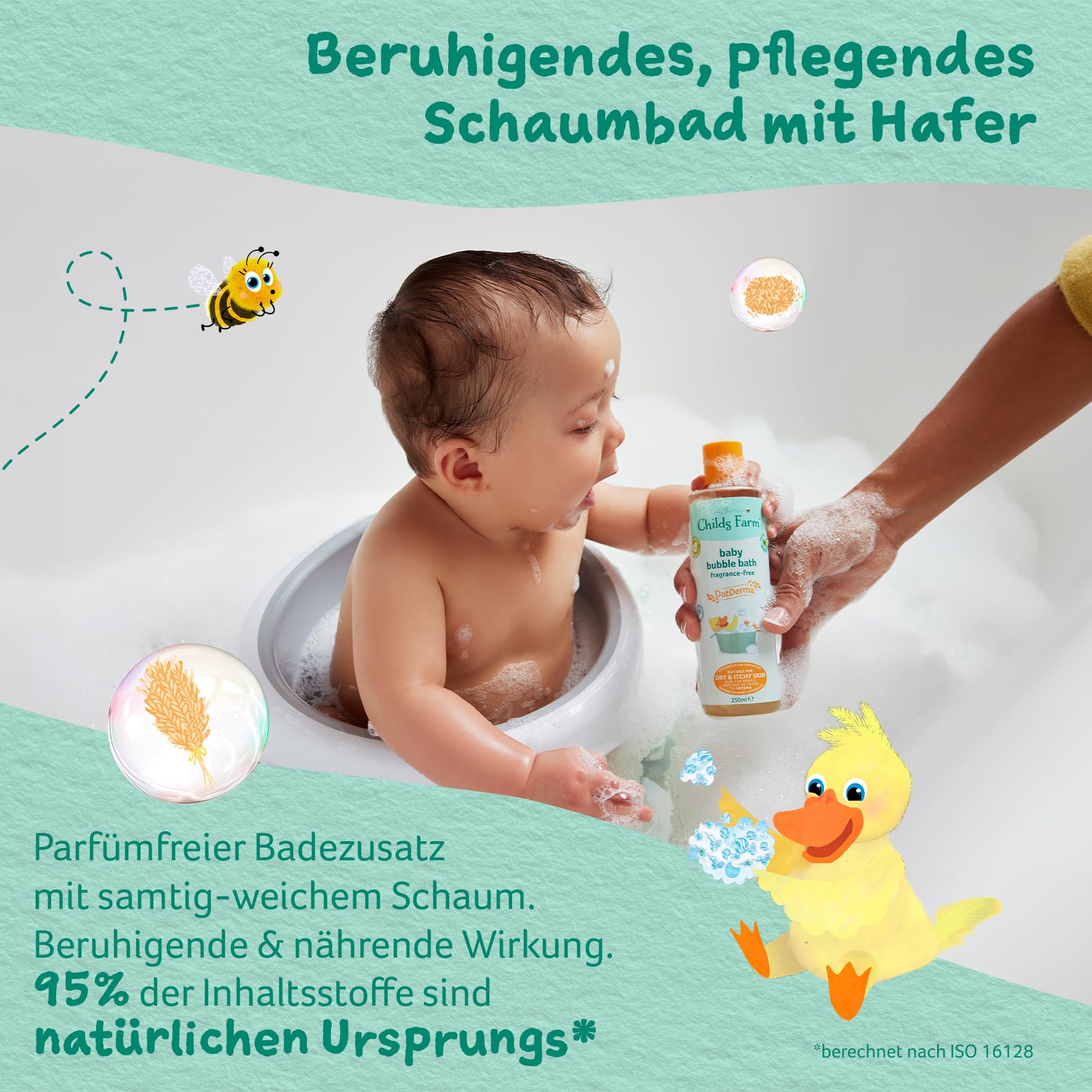 Childs Farm Oatderma pianka do kąpieli dla niemowląt, 250 ml, bez perfum, kojąca kąpiel piankowa, do wrażliwej lub skłonnej do egzemy skóry niemowląt i dzieci. Również dla noworodków.