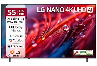 LG 139 cms (55 inches) NU87 AI Series Nano 4K Ultra HD (3840 x 2160) Smart webOS LED TV 55NU870BPLA 2026