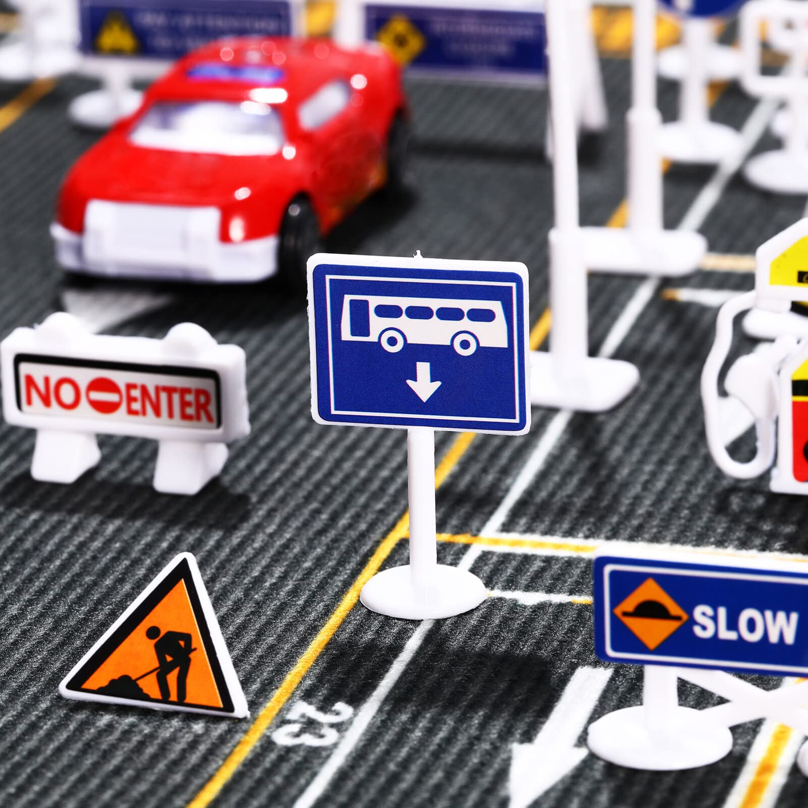 Toy Road Signs Roadcraft 1Set Traffic Road Signs Playset,Mini Street Road Signs Playset with LED Traffic Light for Kids Educational Road Signs Toy Little Mix Merchandise - Image 3