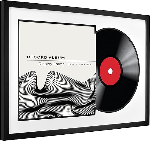 Miniatura 2 de MCS Marco de álbum de discos de doble ranura con alfombrilla inferior negra, negro, 16.5 x 25 pulgadas