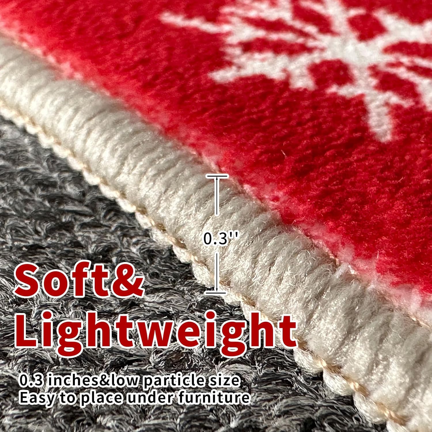 8x10 ft Christmas White Area Rug, Machine Washable, Indoor Carpet, Non-Slip