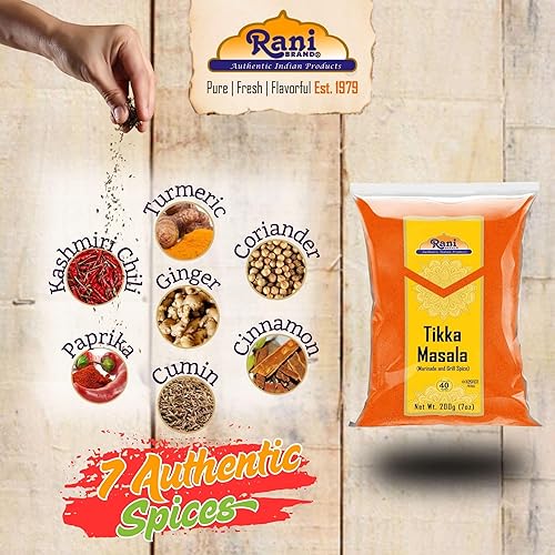 Miniatura 4 de Rani Tikka Masala Indian 7-Spice Blend 7 oz (200g)  Todo natural  Sin sal  Vegano  Sin colores  Apto para gluten  Sin OMG  Origen indio