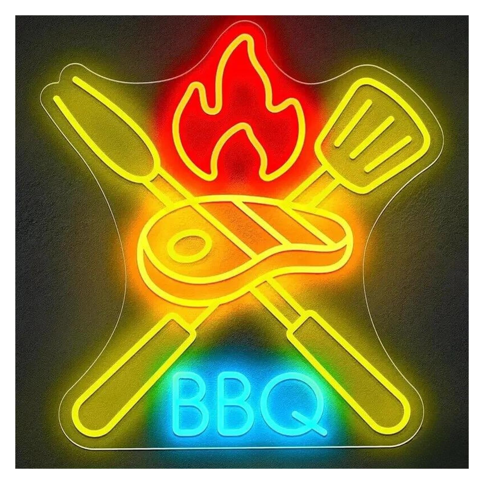 LEMST Sign Lamp BBQ Neon Sign Barbecue Light Dimmable USB Powered for Restaurant Garden BBQ Barbeque Party Birthday Hoilday Wall Decor 30cmx32cm