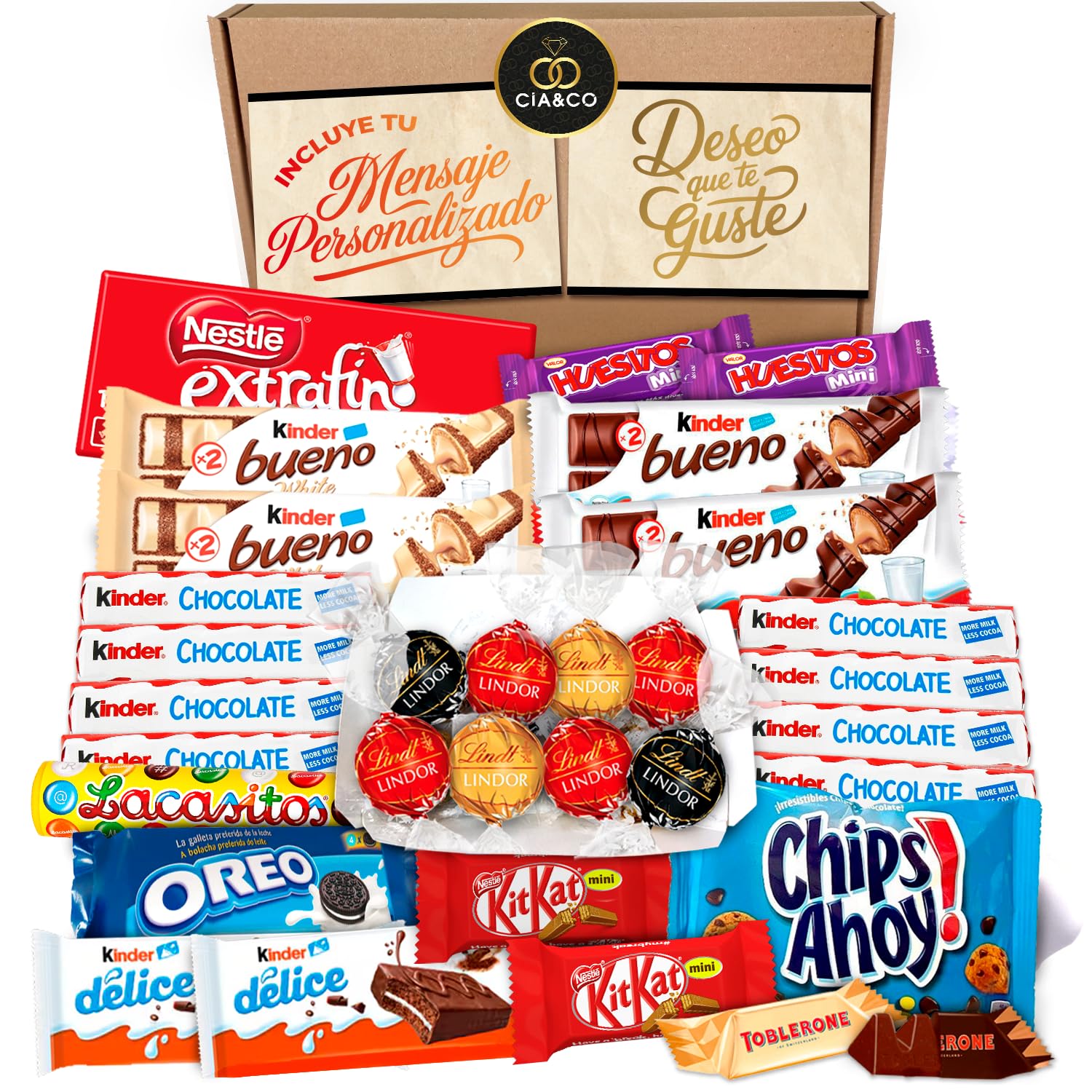 Confezione Regalo Dolci Kinder, Lindt, Milkibar - 35 Cioccolatini