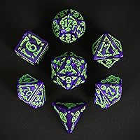 Vista 13 de Juego de dados DND de 7 dados poliédricos con una bolsa de dados de cuero, juego de dados D&D para juegos de mesa RPG (negro)