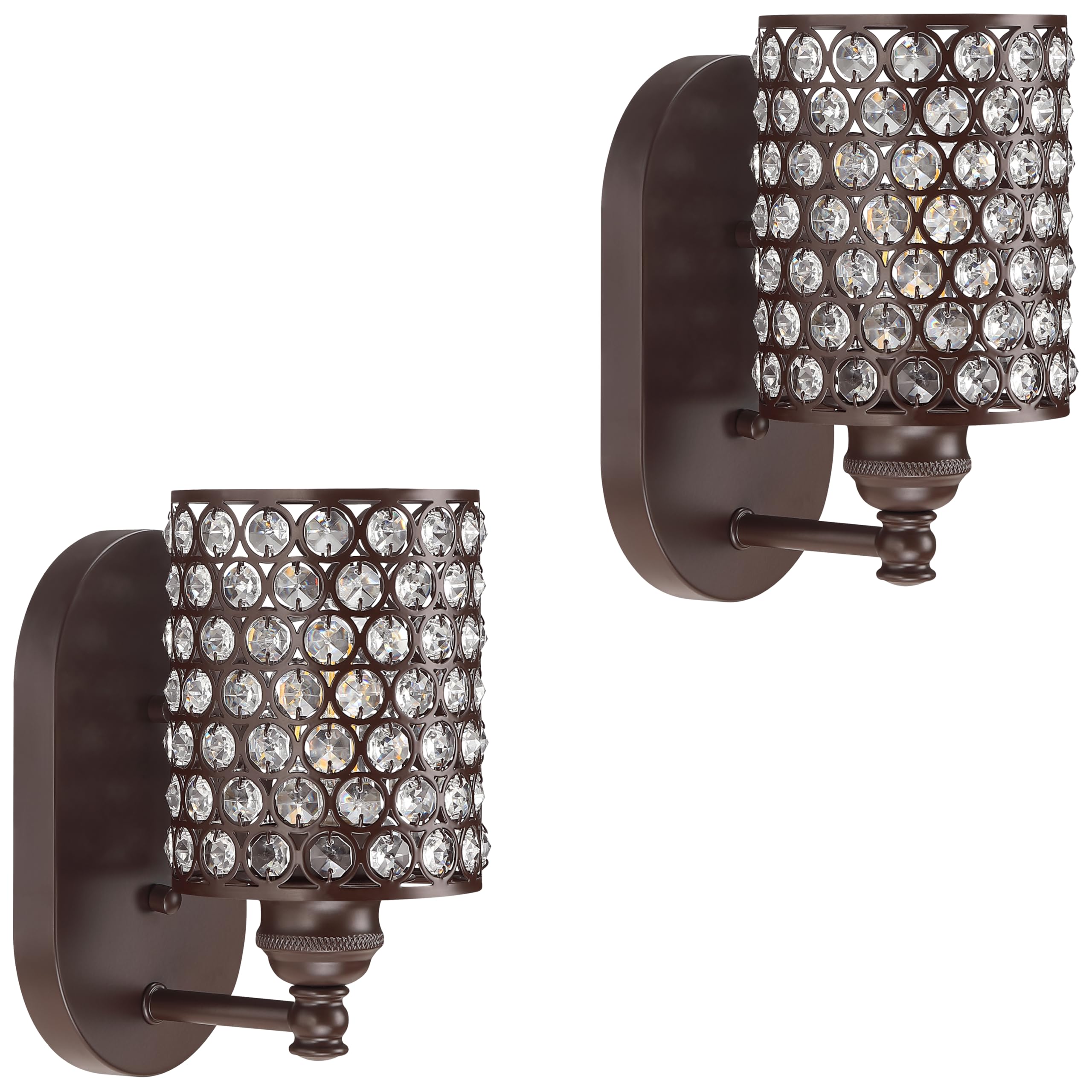 Modern Concise Polyhedral Crystal Shade Wall Sconce Light Fixture,for Bathroom Bedroom Living Room Bedside 2 Pack 1 Light Oil Rubbed Bronze Finish