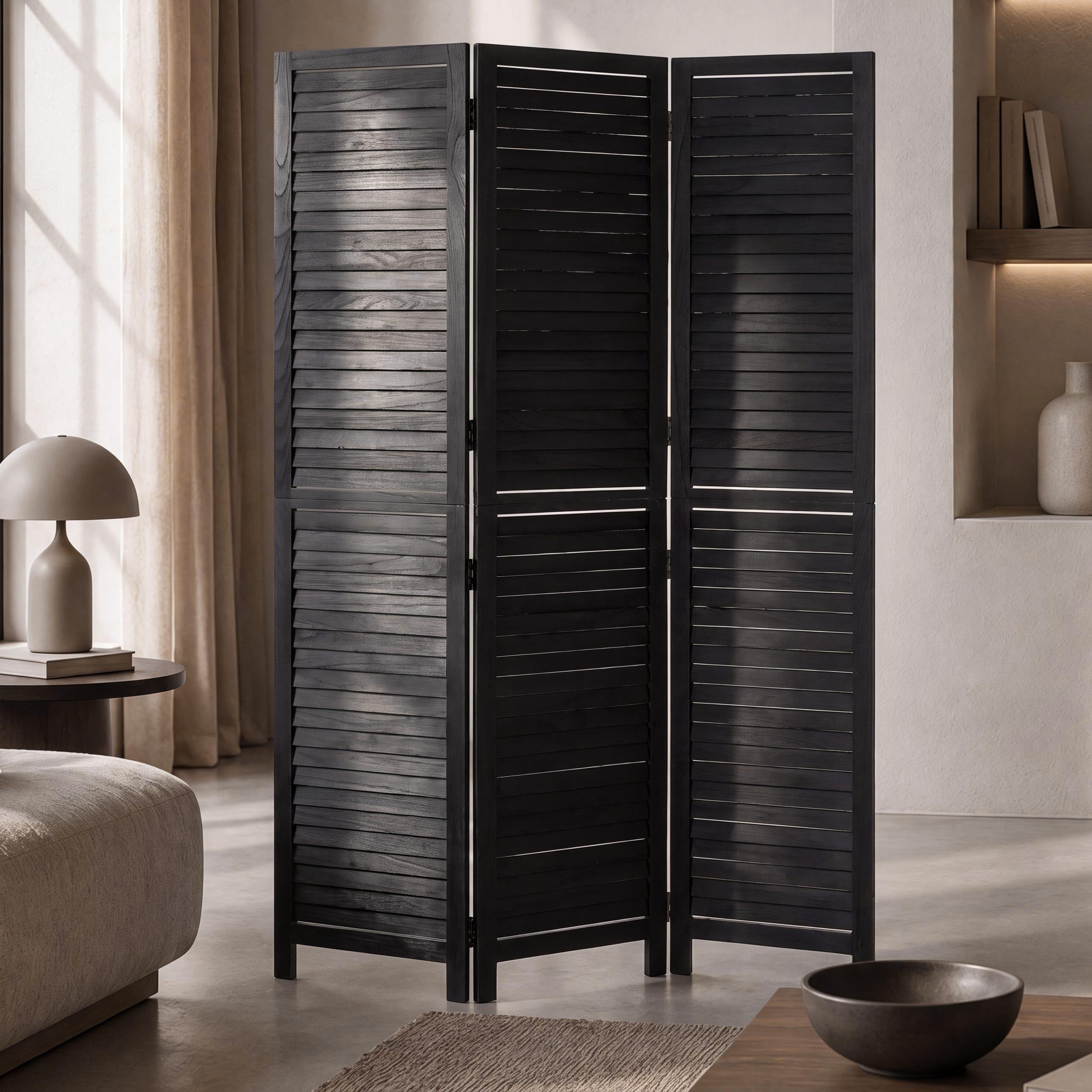Mendler Paravent HWC-C30b 180x120cm - schwarz