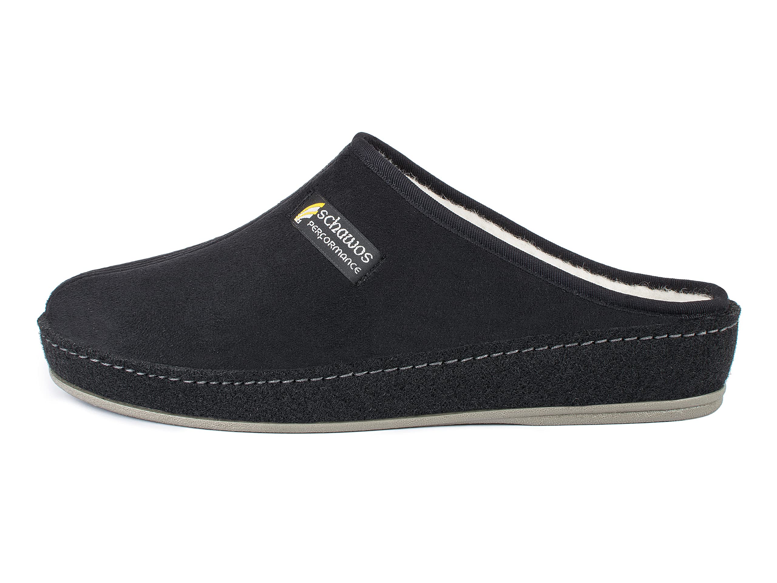 SCHAWOS Herren Filz-Pantoffel 6030 mit Schurwolle und Filzschale | Warme Schurwollfütterung, offene Form, stabile Filzschale und rutschhemmende Sohle für gemütliche Wintertage