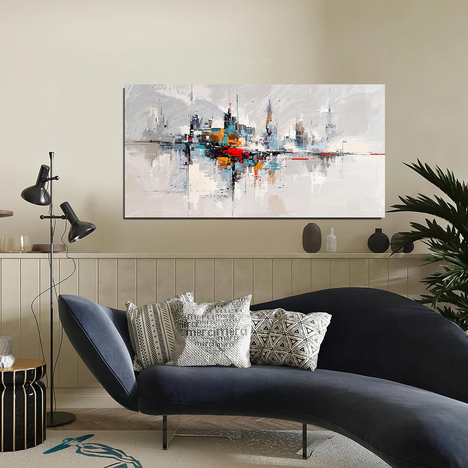Abstract Wall Art Decor Wall Art Pictures for Living Room Abstract Canvas Art Wall Decor Modern Colorful Wall Art Prints Contemporary City Wall Art Decorations Bedroom Office Home Decor Aesthetic 20" X 40"