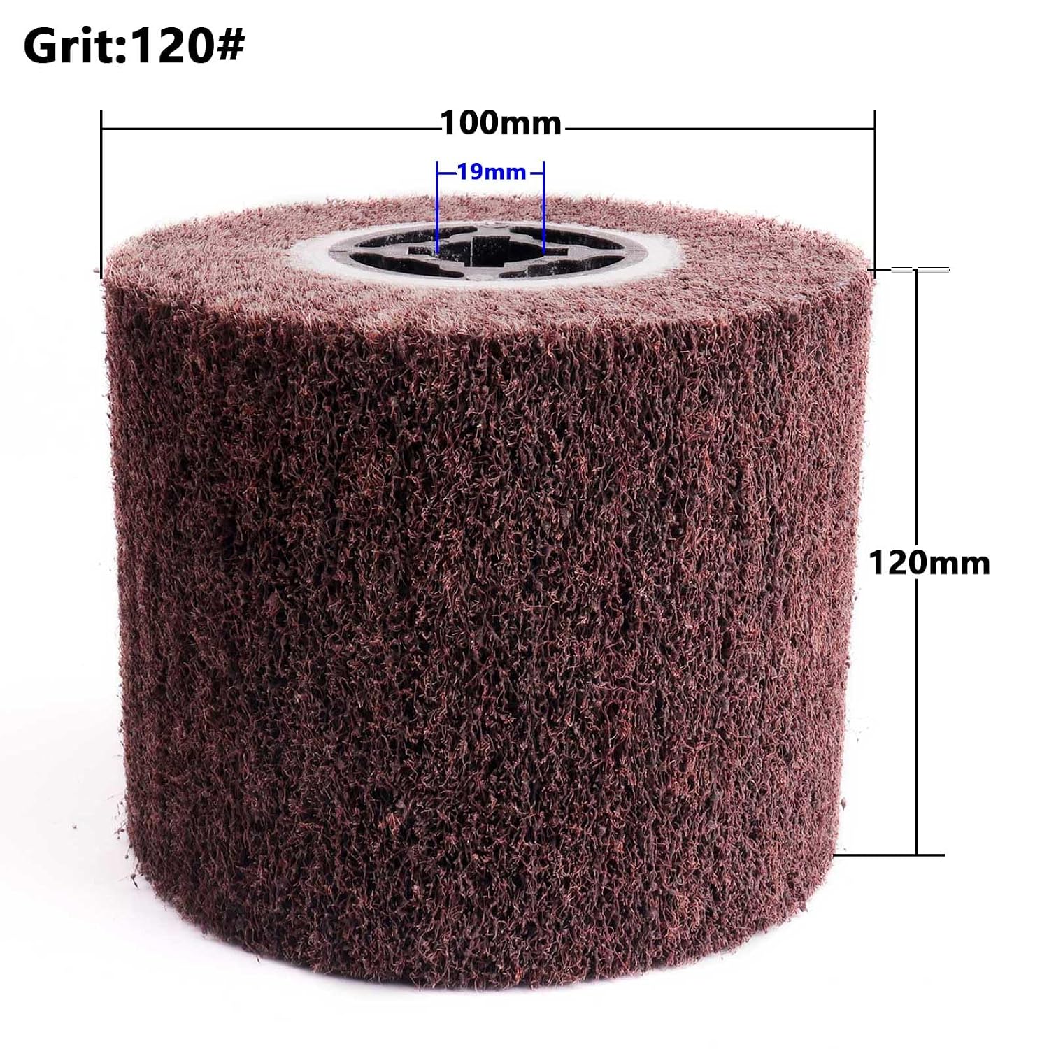 120# Non-Woven Abrasive Burnishing Polishing Wheel, 120x100mm | For Metal Stainless Steel Wood Surface, Wire Drawing, Metal Iron Aluminum Polishing