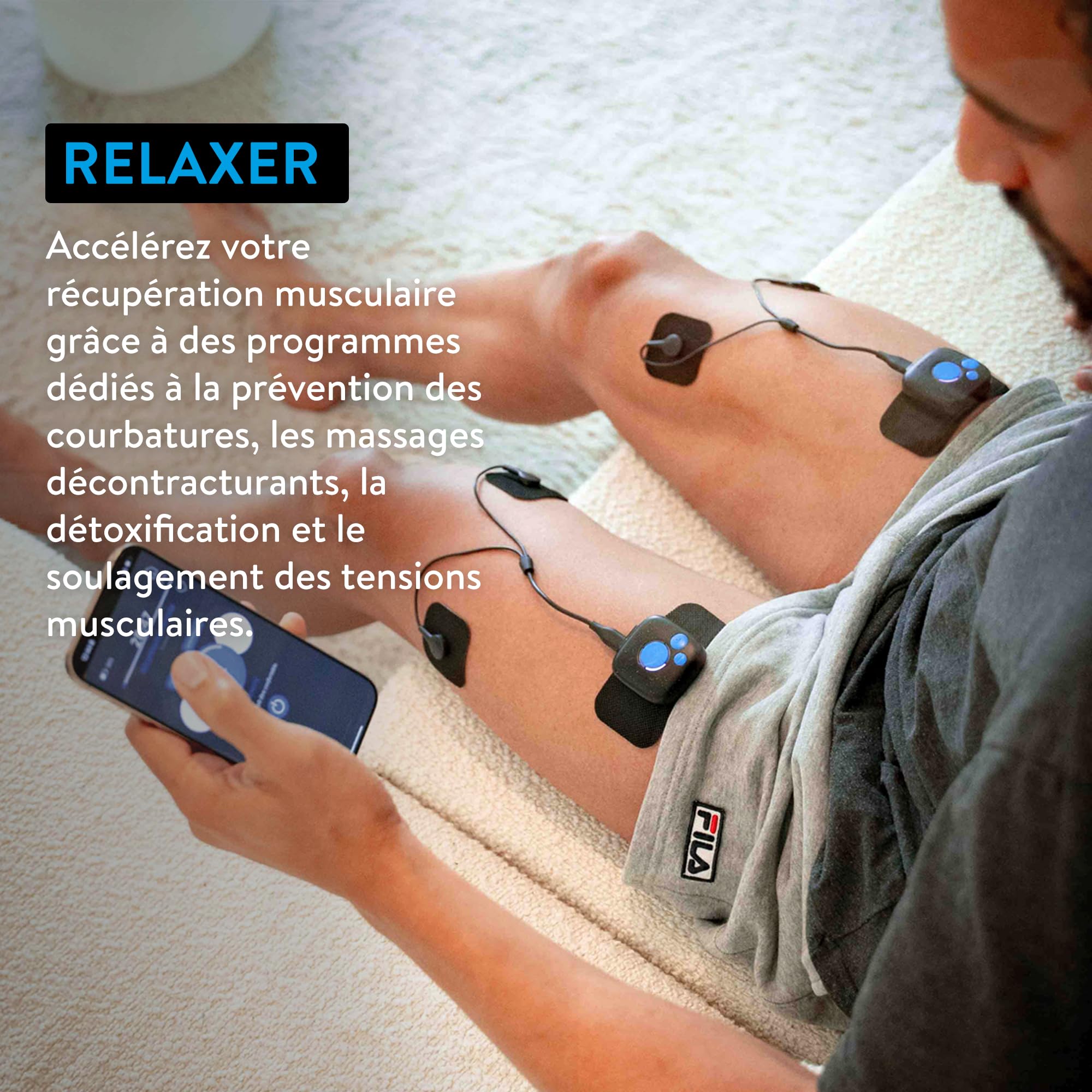 Bluetens Duo Sport 2 Electrostimulateur EMS Connecté sans Fil, Appareil Electrostimulation Musculaire et Anti Douleur, Renforcement Musculaire, Relaxation, Récupération par Electro-Stimulation