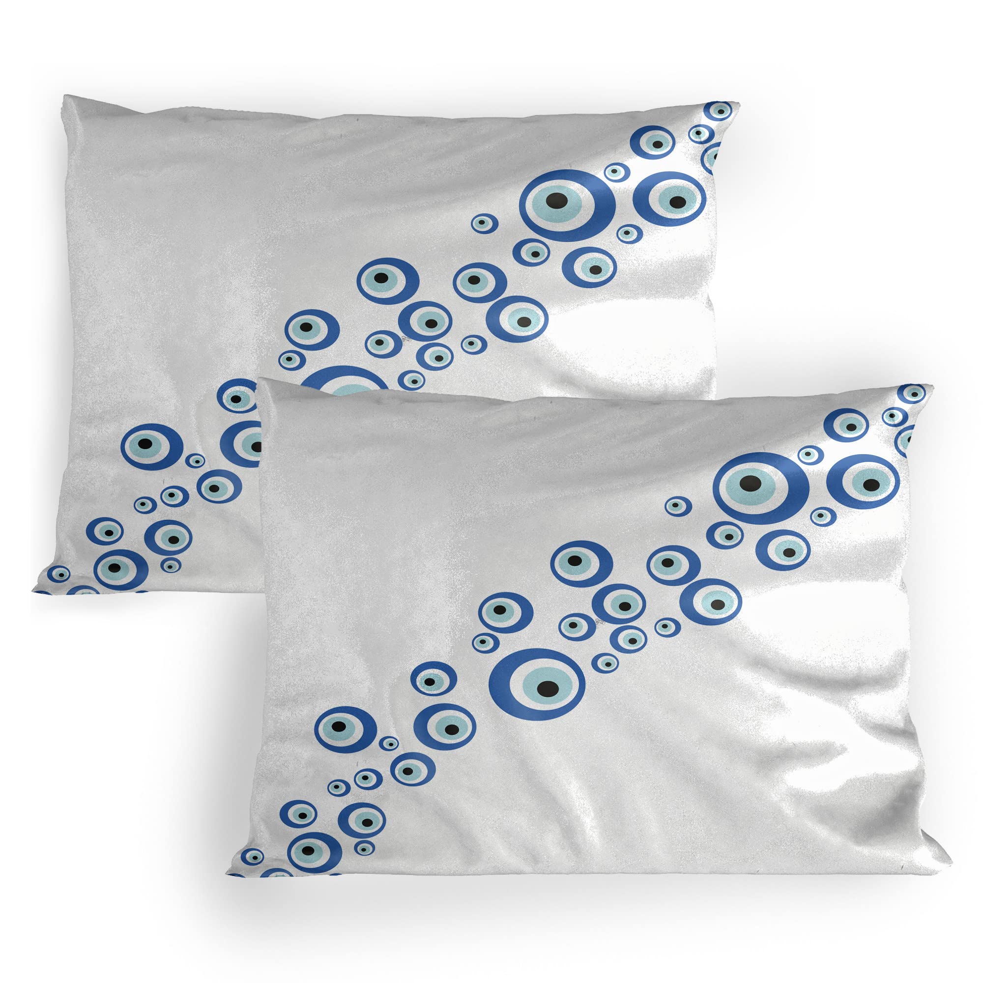 Lunarable Evil Eye Pillow Sham Set of 2, Diagonal Evil Eye Stones Pattern Ancestral Ottoman Superstitious, Quality Microfiber Bedding Item for All Seasons, 36