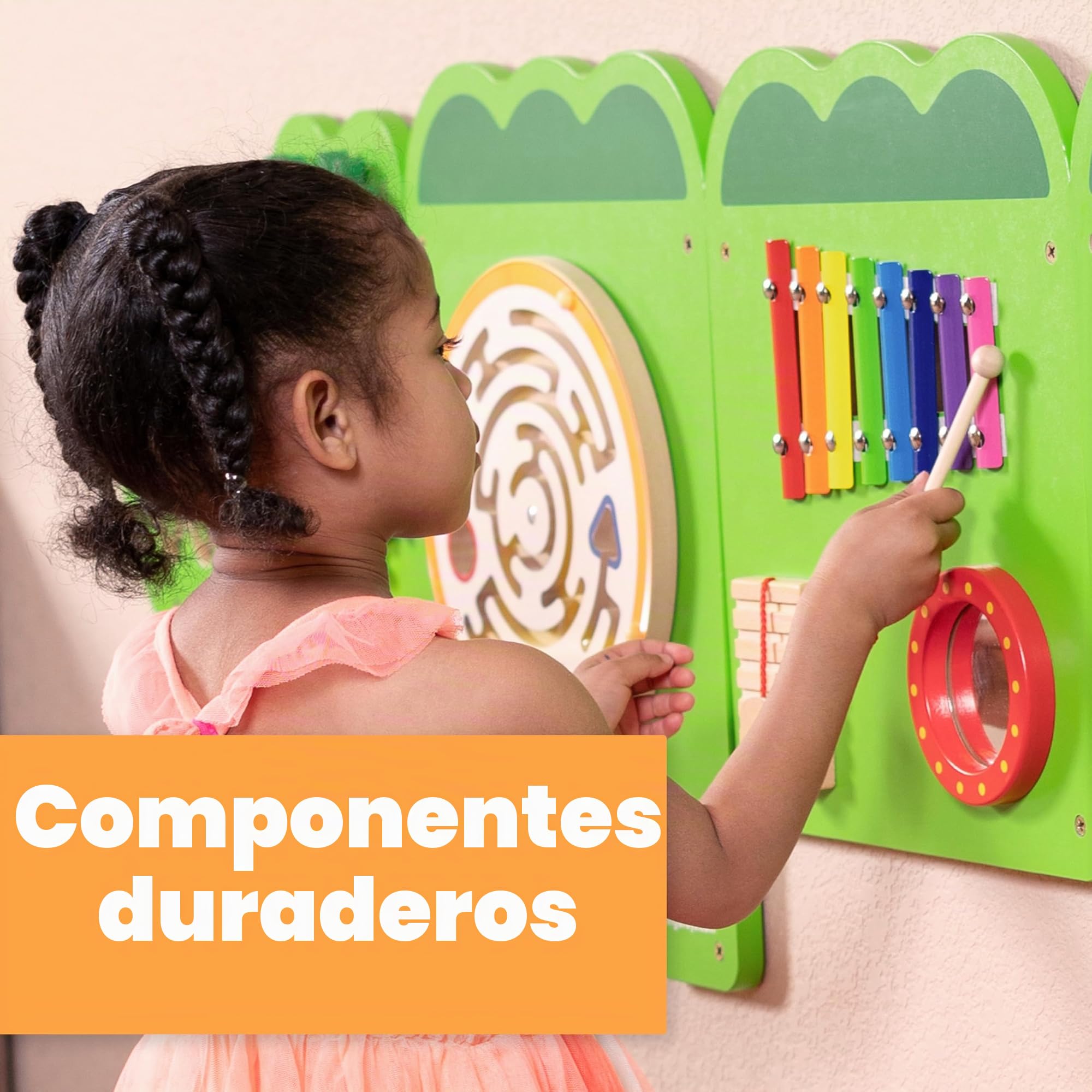 SPARK & WOW Paneles de Pared de Actividad de cocodrilo, Edad 18 +, Juguete Montessori Sensory Wall Toy – 11 Actividades – Tabla de Actividades – Decoración para habitación de niños pequeños